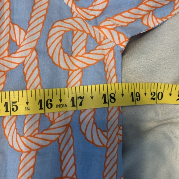 Gretchen Scott Designs Blue and Orange ropes print cotton tunic dress size 10/12 - Picture 5 of 6